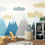 Stickers muraux enfants - volka - sticker g�ant montagnes scandinaves - 80x120cm - multicolore - vinyle ...
