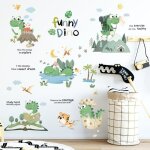 Stickers muraux enfant garçon - dinosaures drôles - vert - chambre - objets décoratifs - pvc Stickers muraux enfant garçon - dinosaures drôles - vert - chambre - objets décoratifs - pvc