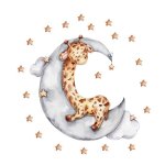 Stickers muraux enfant sticker mural lune girafe pour chambre 63cm x66cm
