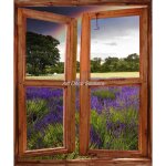 Sticker mural - lavande - fen�tre trompe loeil - 60x80 cm - plastique - design contemporain