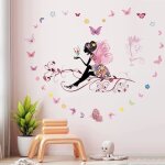Stickers muraux - fille - papillon - dcoration chambre - vinyle cologique - 50x70cm