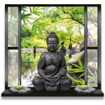 Sticker mural - jardin et bouddha - trompe loeil - 50 x 70 cm Sticker mural - jardin et bouddha - trompe loeil - 50 x 70 cm