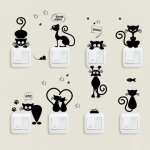 Stickers - mignon chat - pvc - 70x25cm - 8pcs - d�coration murale