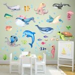 Sticker mural - monde sous - marin - multicolore - dcoration enfant - facile  appliquer - univers marin ...