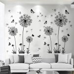Sticker mural - pissenlit - salon - papillons - tropical - d�coration int�rieure