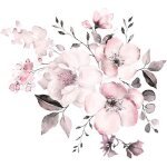 Stickers muraux - vintage - fleur rose p�le - 58x52 cm - pvc - d�coration murale enfant