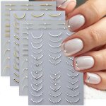 Stickers ongles 5d french manucureautocollants pour ongles nail art dor�s et argent�sd�co ongle strass ...