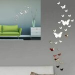 Stickers muraux - papillons 3d - argent - acrylique miroir - d�coration contemporaine