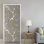 Stickers de porte autocollants 3d feuilles dor - pvc - décoration murale - 80 cm Stickers de porte autocollants 3d feuilles dor - pvc - décoration murale - 80 cm