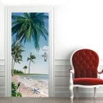 Sticker porte autocollant poster de porte 3d Île tropicale plage de sable palmier cocotier nature paysages ... Sticker porte autocollant poster de porte 3d Île tropicale plage de sable palmier cocotier nature paysages ...