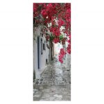 Stickers porte poster fleur 3d papier peint porte trompe loeil pour salon chambre d�coration de la maison ...