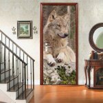 Stickers porte poster loup animal de la forêt 3d papier peint porte trompe loeil pour salon chambre décoration ... Stickers porte poster loup animal de la forêt 3d papier peint porte trompe loeil pour salon chambre décoration ...