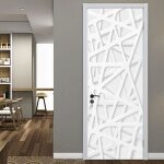 Stickers porte trompe loeil 3d g�om�trique blanc simple auto - adh�sif autocollants papier peint 77x200cm ...