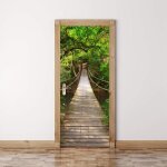 Sticker porte trompe loeil effect 3d pont suspendu int�rieure muraux pvc stickers pour d�coration mur ...