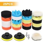 Still kit 25pcs ponge polissage tampons  polir pr voiture pad avec adaptateur de foret m10 polisseur ...