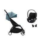 Stokke - poussette duo yoyo3 aqua cadre noir + cloud t sepia black