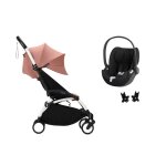 Stokke - poussette duo yoyo3 ginger cadre blanc + cloud t sepia black