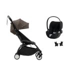 Stokke - poussette duo yoyo3 l�opard cadre noir + cloud t plus sepia black