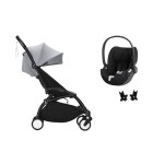 Stokke - poussette duo yoyo3 stone cadre noir + cloud t sepia black