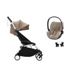 Stokke - poussette duo yoyo3 taupe cadre blanc + cloud t plus cozy beige