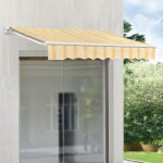 Store banne bitonto avec manivelle 300 x 250 cm jaune blanc Store banne bitonto avec manivelle 300 x 250 cm jaune blanc
