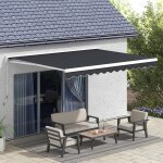 Store banne �lectrique � bras articul�s 4 x 3 m avec manivelle et t�l�commande fixation murale pour balcon ...