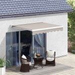 Store banne �lectrique et manuel r�tractable 250l x 200l cm t�l�commande fournie alu. polyester haute ...