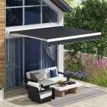 Store banne �lectrique et manuel r�tractable dim. 295l x 250l cm t�l�commande fournie alu. polyester ...