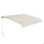 Store banne manuel ext�rieur r�tractable 3 x 25 m ? auvent angle r�glable ? toile beige armature blanc ...