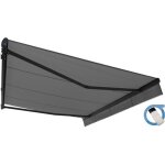 Store banne motoris� monobloc 4x3 m gris sans coffre - structure grise anthracite - easy ombrazur