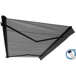 Store banne motoris semi coffre 5x3 m gris - structure grise anthracite - cover ombrazur