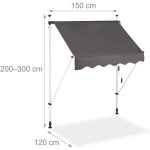 Store banne t�lescopique de balcon manivelle hauteur r�glable r�sistant uv polyester acier 150 x 120