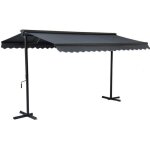 Store double pente avec coffre 3 x 4 m en aluminium gris anthracite - oviala