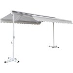 Store double pente avec coffre 3 x 4 m en aluminium écru - oviala Store double pente avec coffre 3 x 4 m en aluminium écru - oviala