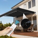 Store �lectrique store banne 280g / m� 25x2m avec manivelle auvents � bras repliable protection solaire ...