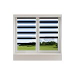 Store enrouleur jour nuit sans per�age blanc et noir 120x130cm rideau double tissu tamisant et occultant ...