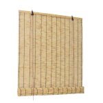 Store de fen�tre en bambou avec enroulement manuel protection vie priv�e et brise - vuecoloris naturel ...