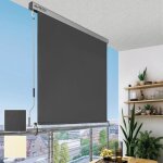 Store vertical extrieur sol royal ms5 - protection solaire et brise - vue avec manivelle amovible - ...