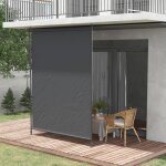 Store vertical r�tractable 200 x 292 cm avec pare - soleil r�glable en aluminium gris pour terrasse et ...