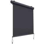 Store vertical rtractable canope avec coffre et manivelle gris 1. 4x2. 5m