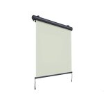 Store vertical r�tractable avec coffre et manivelle ? 14x25?m ? toile beige structure gris ? protection ...