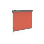 Store vertical r�tractable avec coffre et manivelle ? 14x25?m ? toile corail structure gris ? protection ...