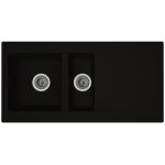 Stradour evier cuisine  encastrer 15 bac + 1 gouttoir einna - rsine - 100 x 50 cm - noir