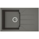 Stradour evier cuisine  encastrer 1 bac + 1 gouttoir aloa - rsine - 81 x 50 cm - gris bton