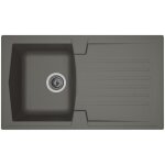 Stradour evier cuisine  encastrer 1 bac + 1 gouttoir arena - rsine - 86 x 50 cm - gris bton