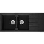 Stradour evier cuisine  encastrer 2 bacs + 1 gouttoir aloa - rsine - 116 x 50 cm - noir