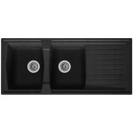Stradour evier cuisine  encastrer 2 bacs + 1 gouttoir arena - rsine - 116 x 50 cm - noir