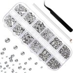Strass ongle nail art - edilix - 1440 pi�ces - 6 tailles: 15 mm � 6 mm - cristal clair - dos plat