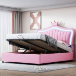 Structure de lit 2�me g�n�ration de lit b�b� avec coussin 140 x 200 cm lit de rangement hydraulique lit ...