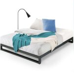 Lit 140x190 cm en m�tal - lit double avec sommier � lattes - zinus trisha - lit adulte noir